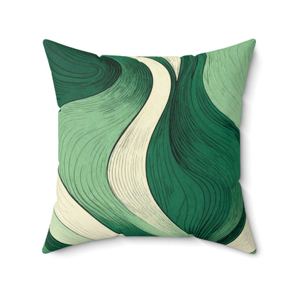 Emerald Flow Lines - Spun Polyester Square Pillow
