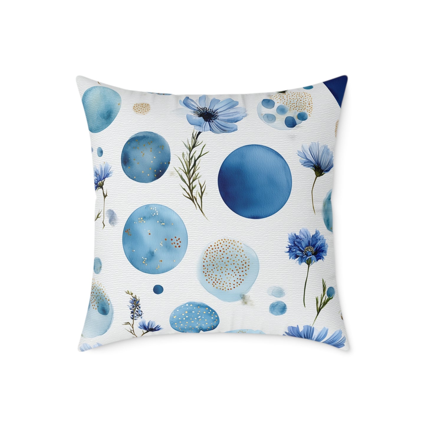 Azure Bloom Tide - Square Poly Canvas Pillow