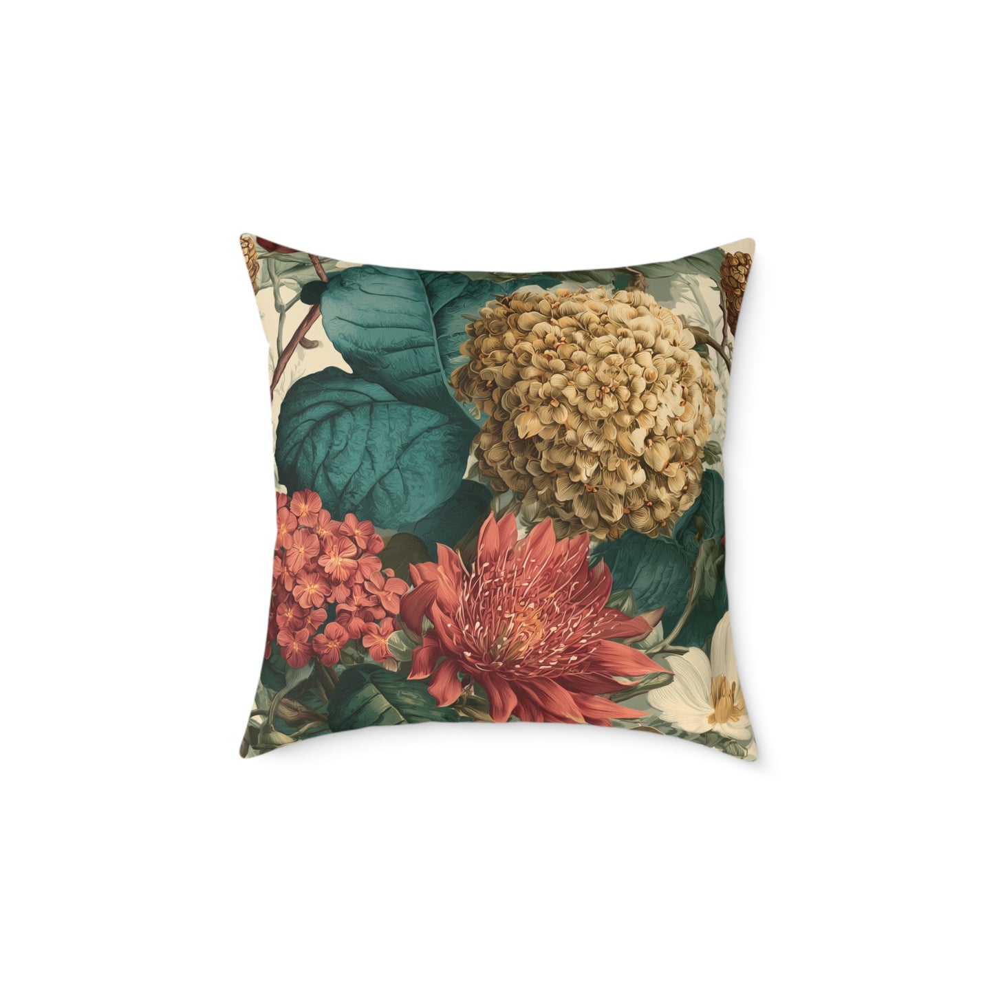 Autumn Harvest Chrysanthemum - Square Poly Canvas Pillow