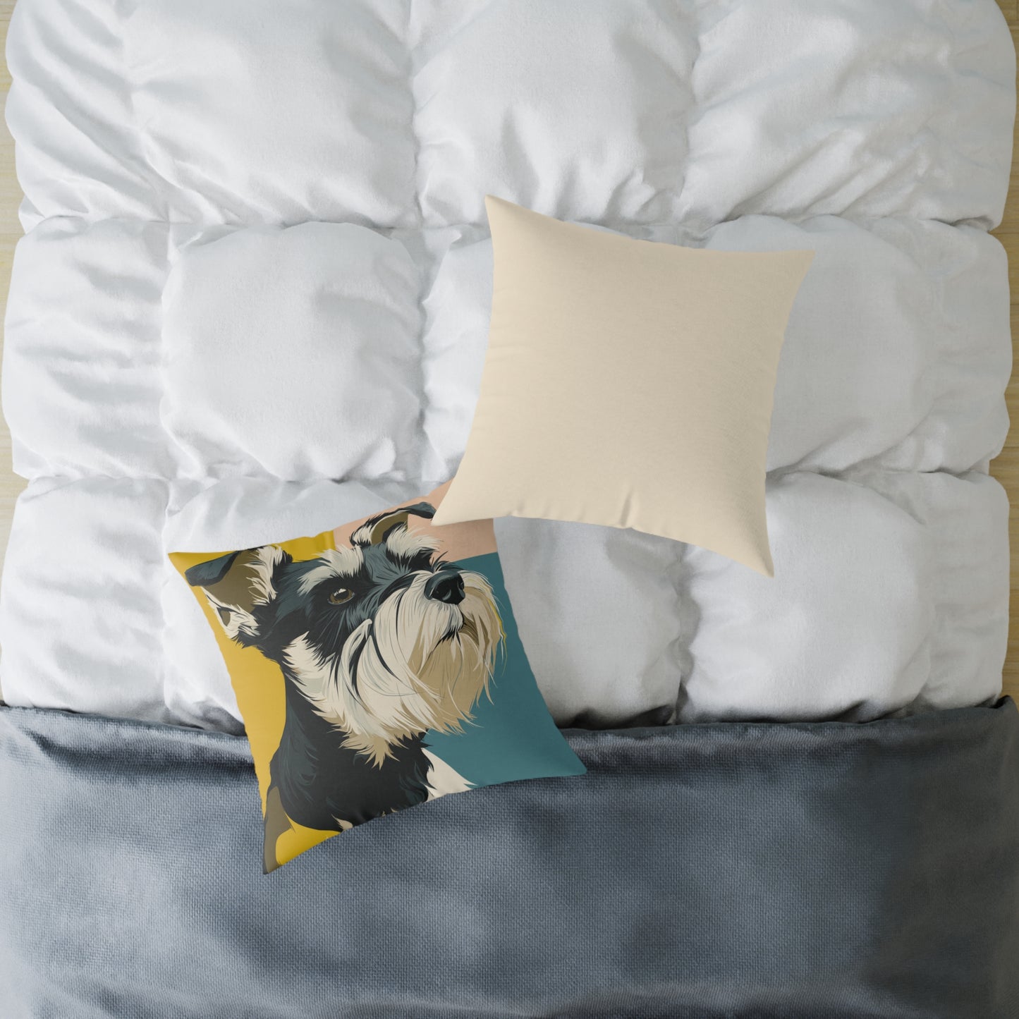 Schnauzer Chic - Square Poly Canvas Pillow