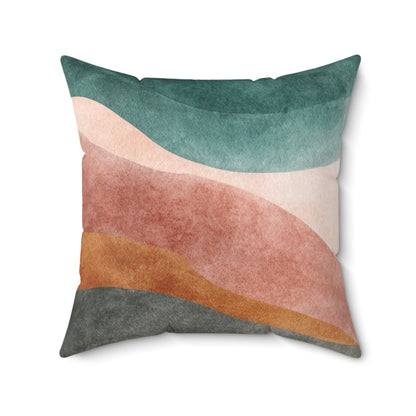 Terracotta Ridge Flow - Spun Polyester Square Pillow