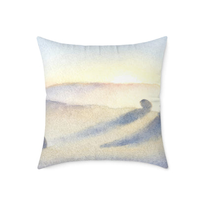 Morning Haze Field - Square Poly Canvas Pillow