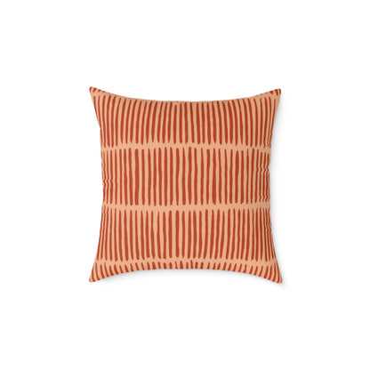 Loom Lines - Coral - Square Poly Canvas Pillow