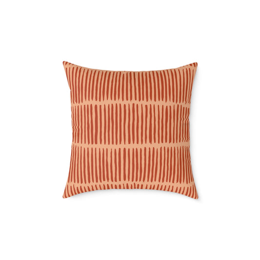 Loom Lines - Coral - Square Poly Canvas Pillow