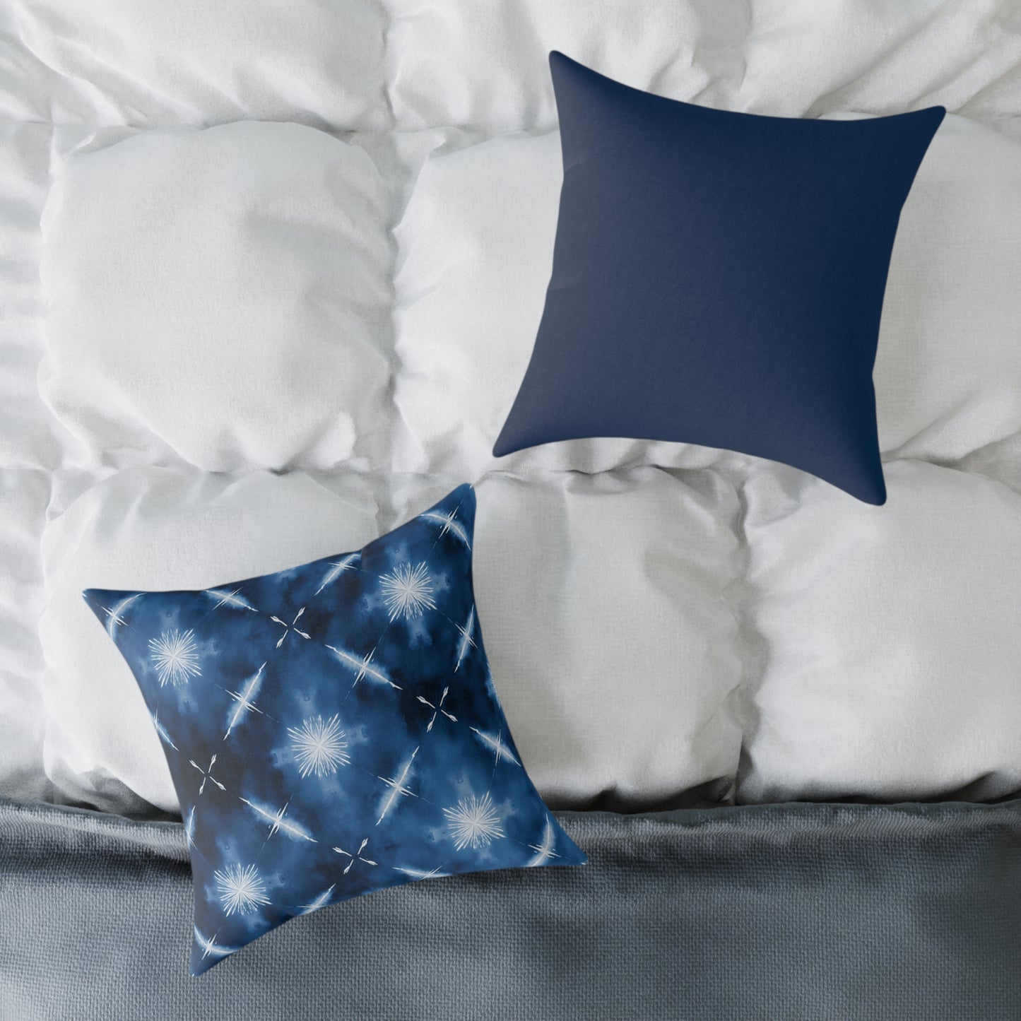 Midnight Aegean Shibori - Square Poly Canvas Pillow