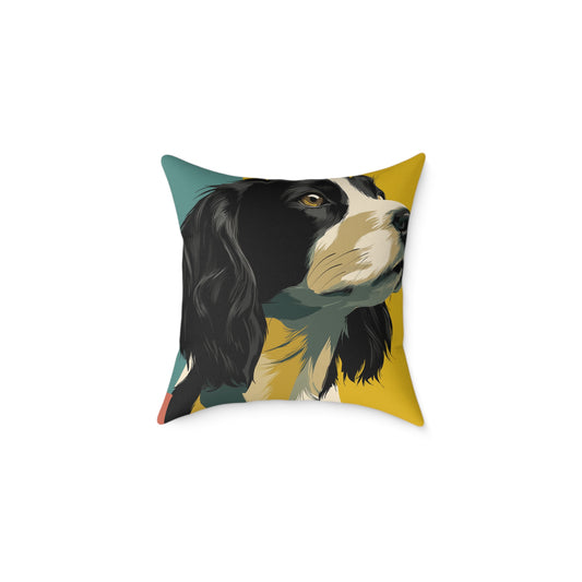 Serene Spaniel - Square Poly Canvas Pillow