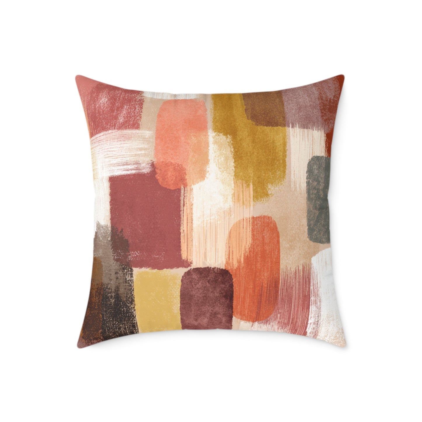 Clay Stone Abstract - Square Poly Canvas Pillow