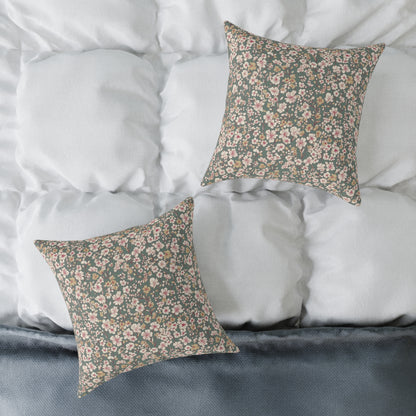 Soft Blush Field - Square Poly Canvas Pillow
