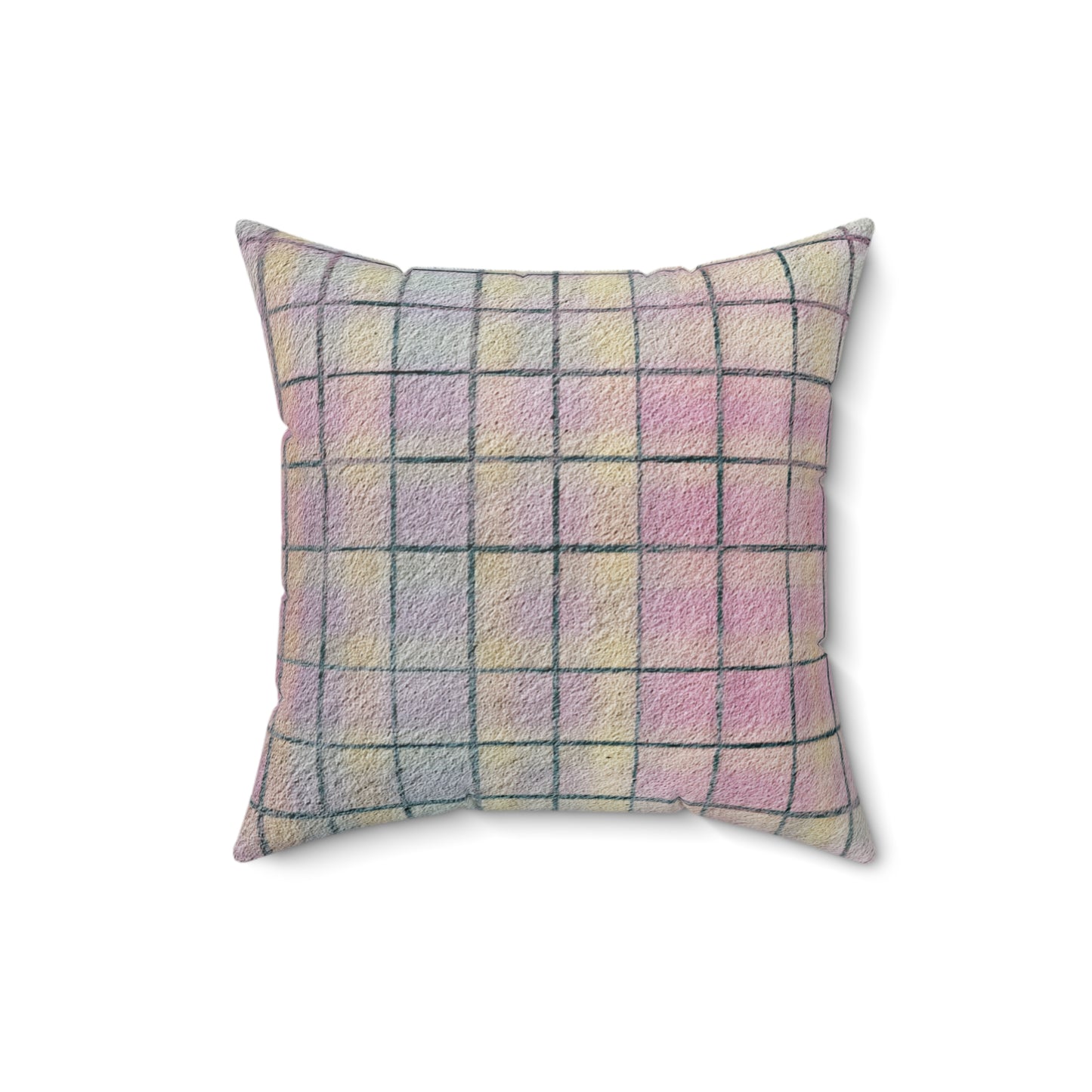 Pastel Grid Calm - Spun Polyester Square Pillow