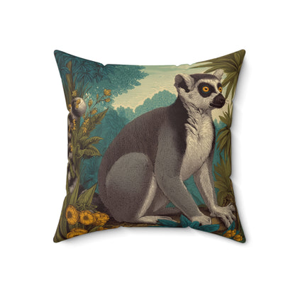 Sunset Grove Lemur - Faux Suede Square Pillow