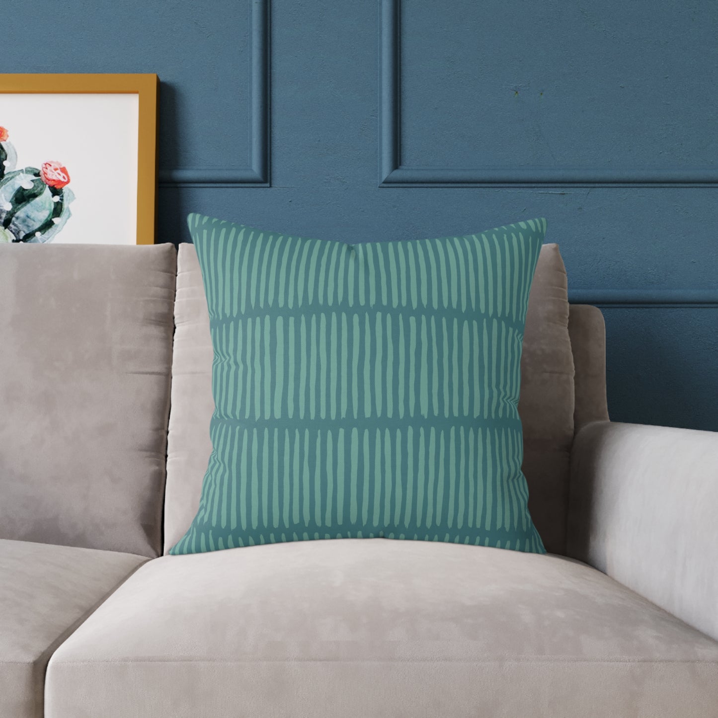 Loom Lines - Ocean - Square Poly Canvas Pillow