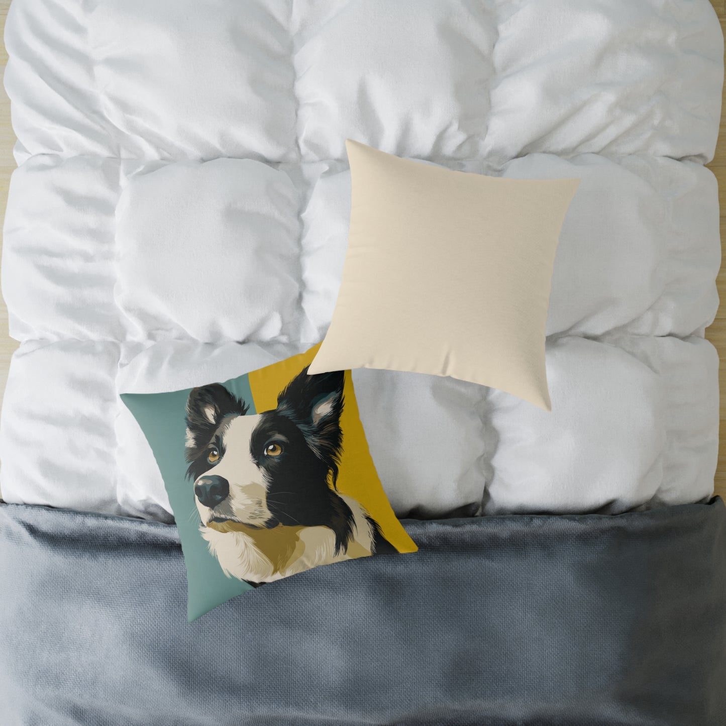 Border Collie Muse - Square Poly Canvas Pillow