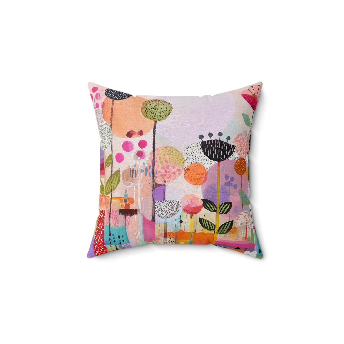 Playful Garden Carnival - Faux Suede Square Pillow