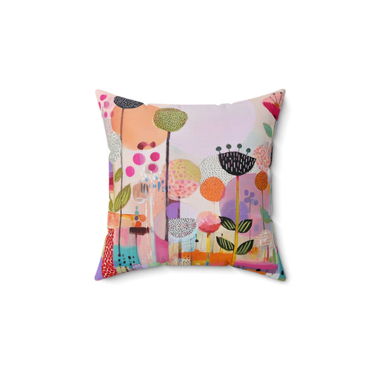Playful Garden Carnival - Faux Suede Square Pillow