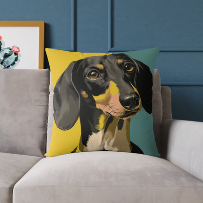 Dachshund Delight - Square Poly Canvas Pillow