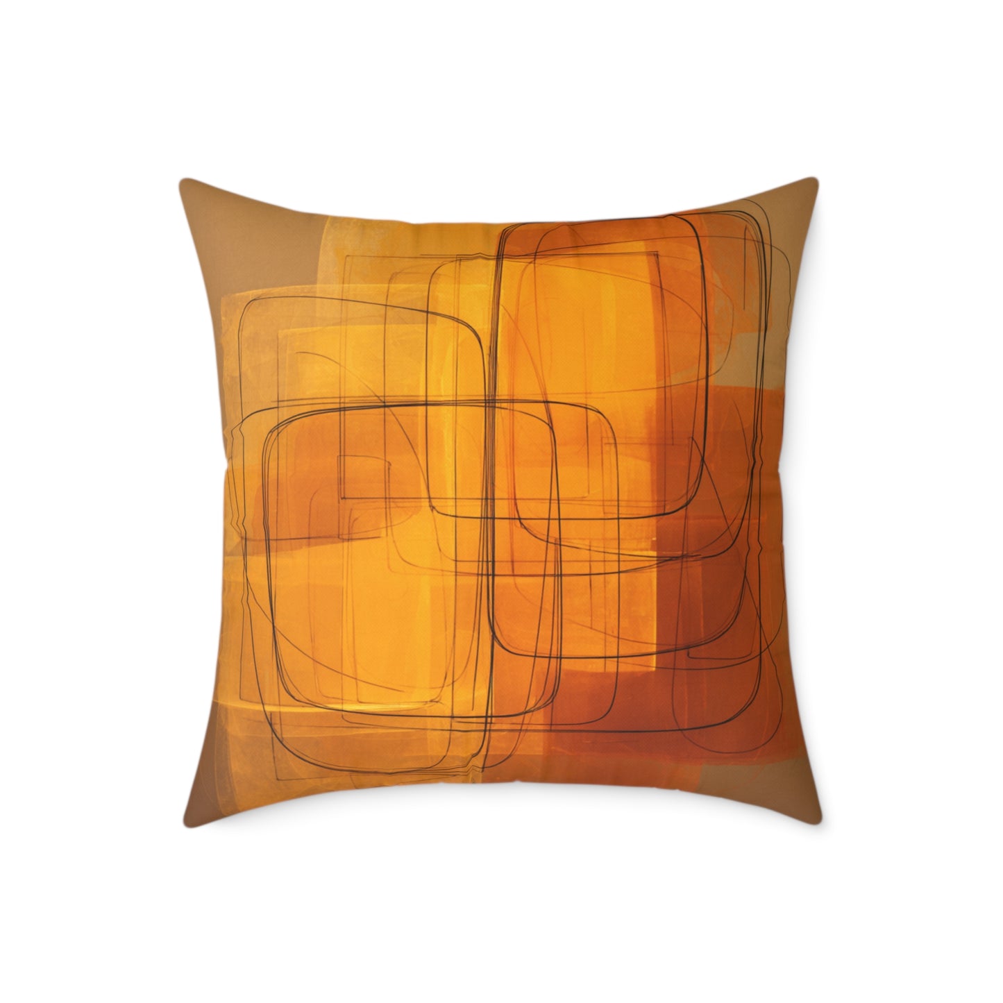 Golden Frame Drift - Square Poly Canvas Pillow