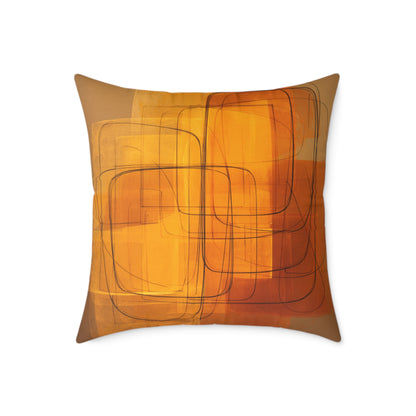 Golden Frame Drift - Square Poly Canvas Pillow