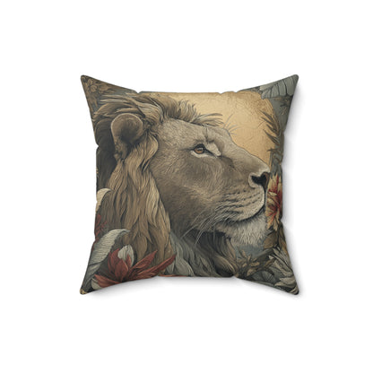 Regal Dawn Lion - Faux Suede Square Pillow