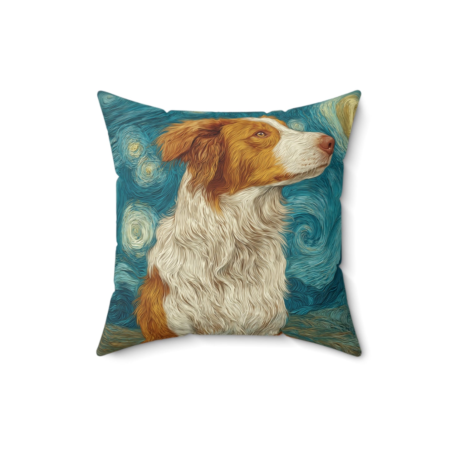 Red Collie Moonrise - Spun Polyester Square Pillow