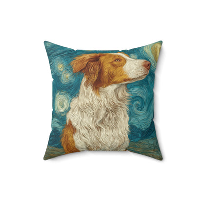 Red Collie Moonrise - Spun Polyester Square Pillow