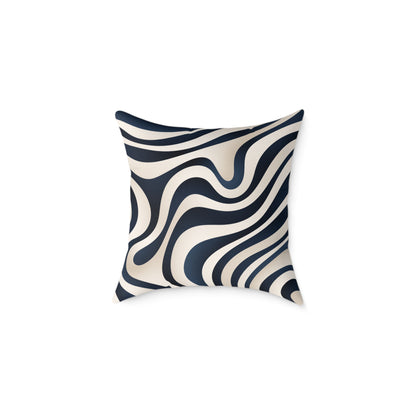 Waveflow – Navy - Square Poly Canvas Pillow