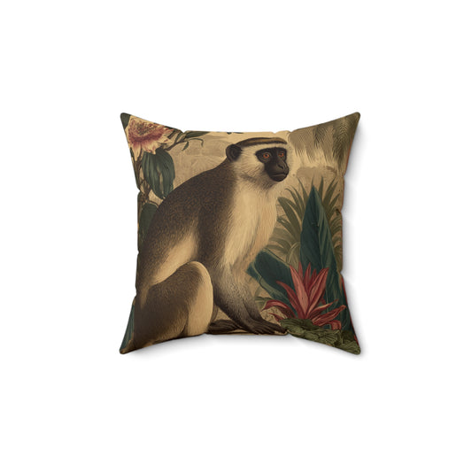 Tropical Vervet Retreat - Faux Suede Square Pillow