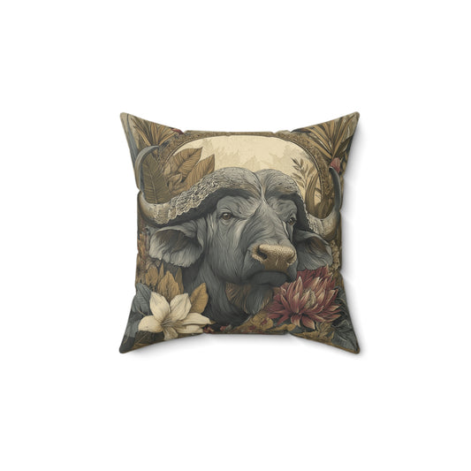 Heritage Cape Buffalo - Faux Suede Square Pillow