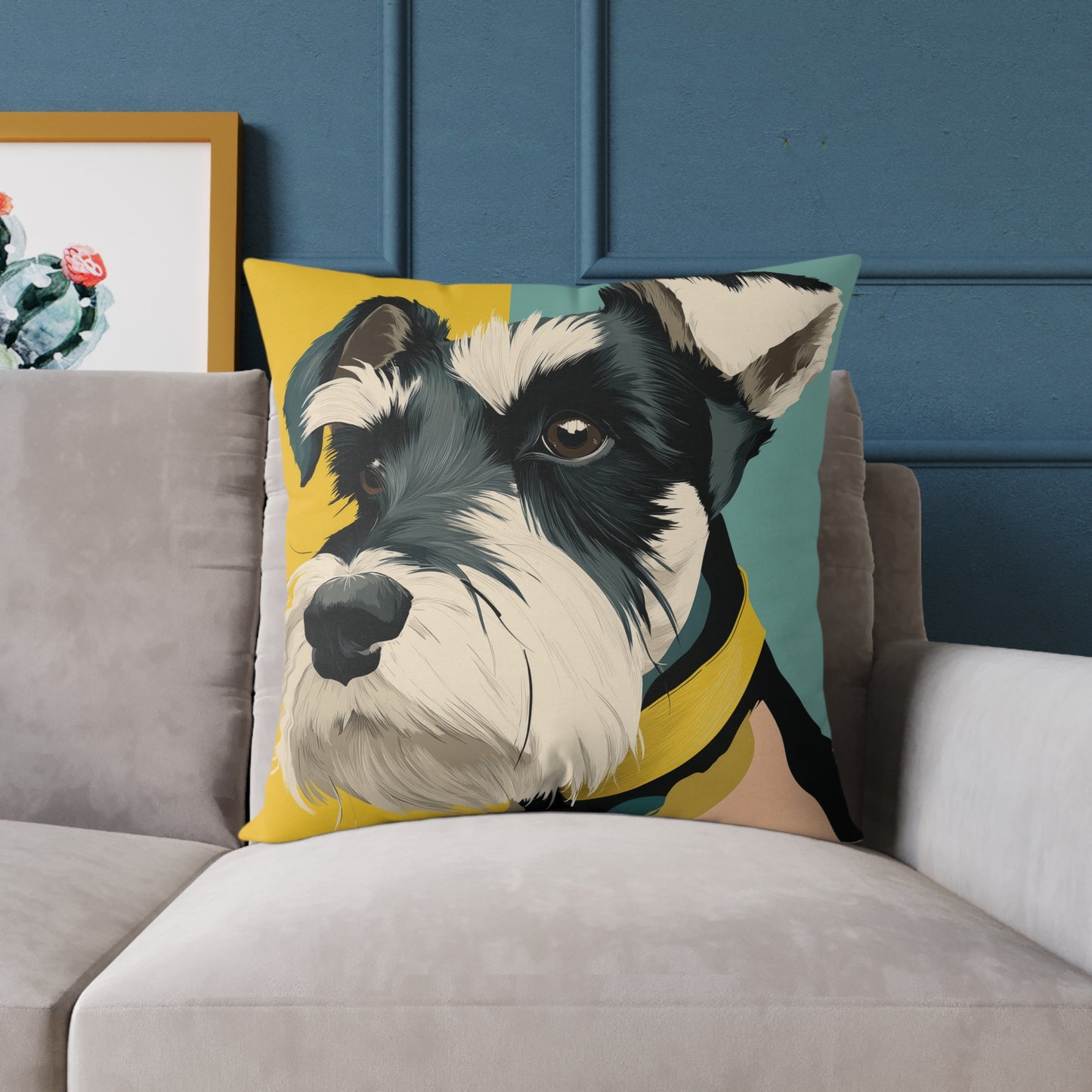 Schnauzer Style - Square Poly Canvas Pillow