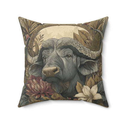 Heritage Cape Buffalo - Faux Suede Square Pillow