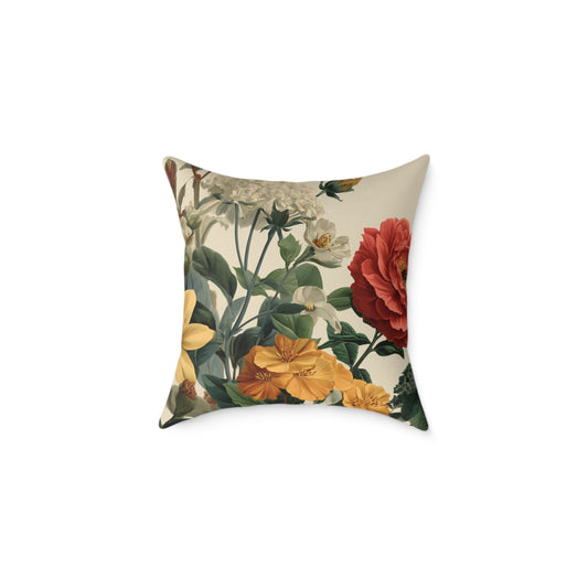 Sunlit Wildflower Bouquet - Square Poly Canvas Pillow