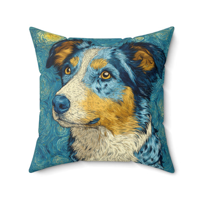 Cosmic Blue Collie - Spun Polyester Square Pillow