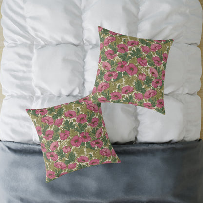 Roseleaf Garden Romance - Square Poly Canvas Pillow