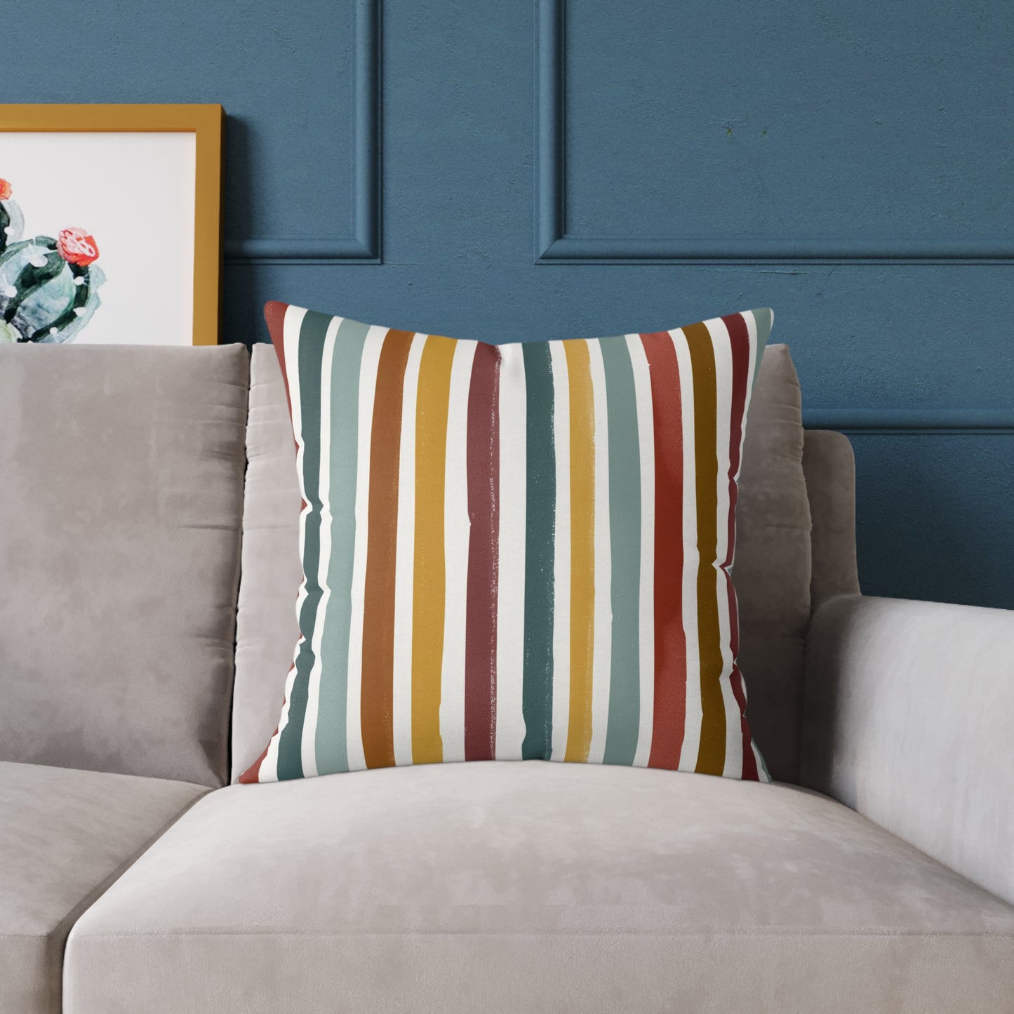 Earthbound Heritage Stripe - Square Poly Canvas Pillow