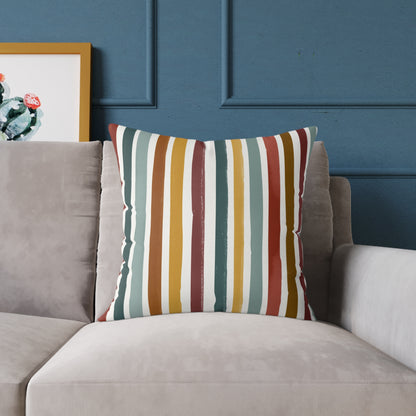 Earthbound Heritage Stripe - Square Poly Canvas Pillow
