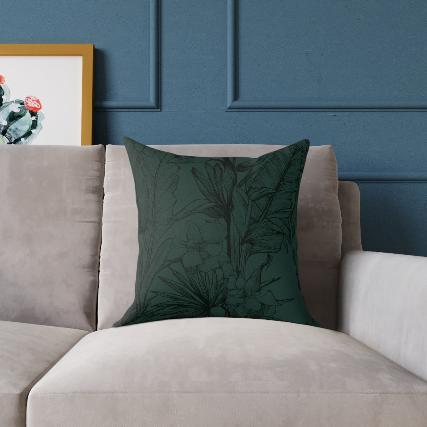 Emerald Night Garden - Square Poly Canvas Pillow