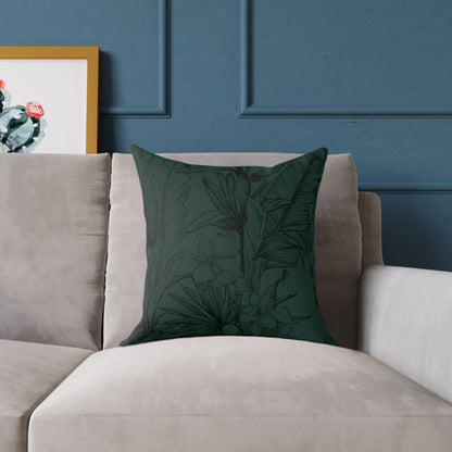 Emerald Night Garden - Square Poly Canvas Pillow