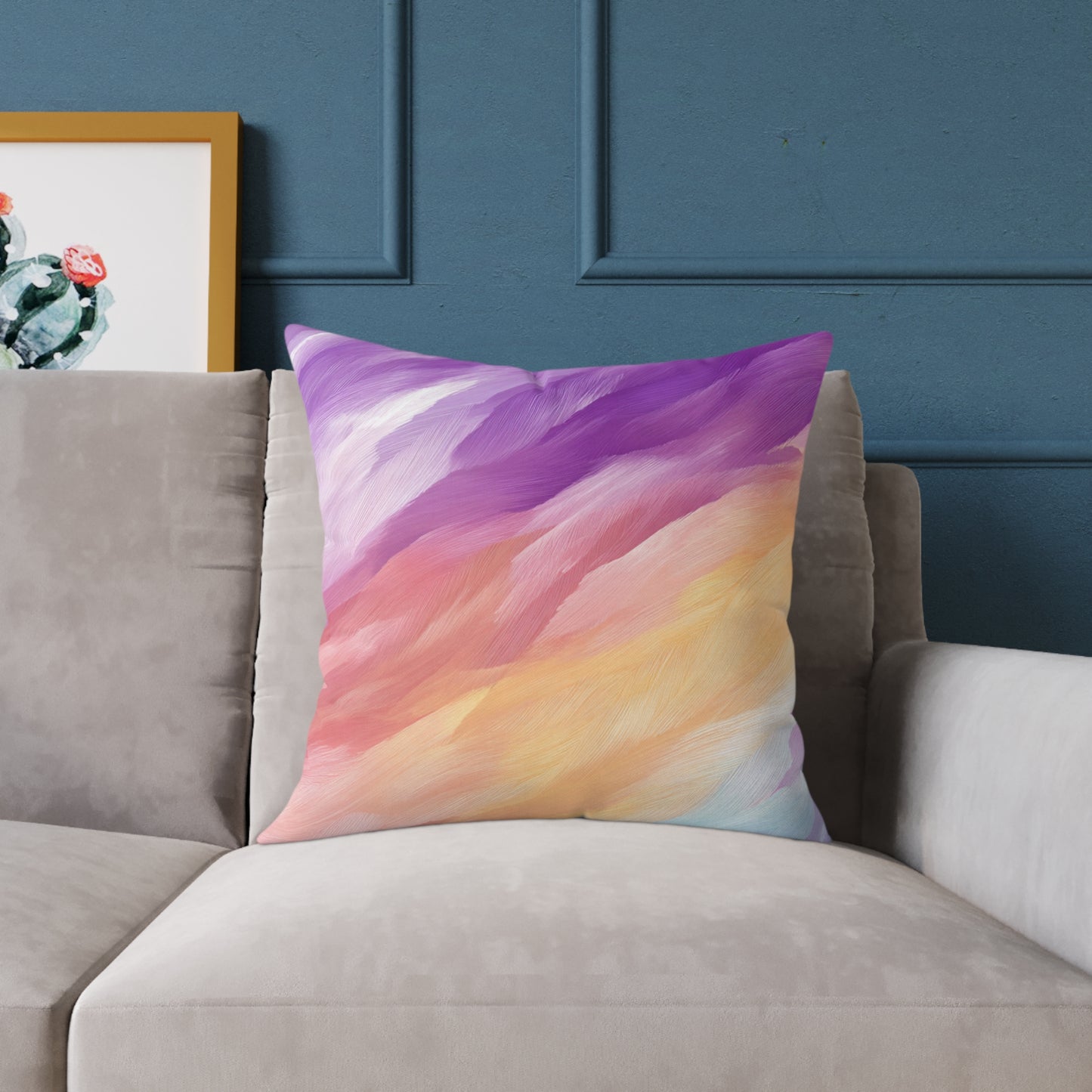 Pastel Stroke Mirage - Square Poly Canvas Pillow