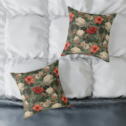 Blossom Meadow Tapestry - Square Poly Canvas Pillow