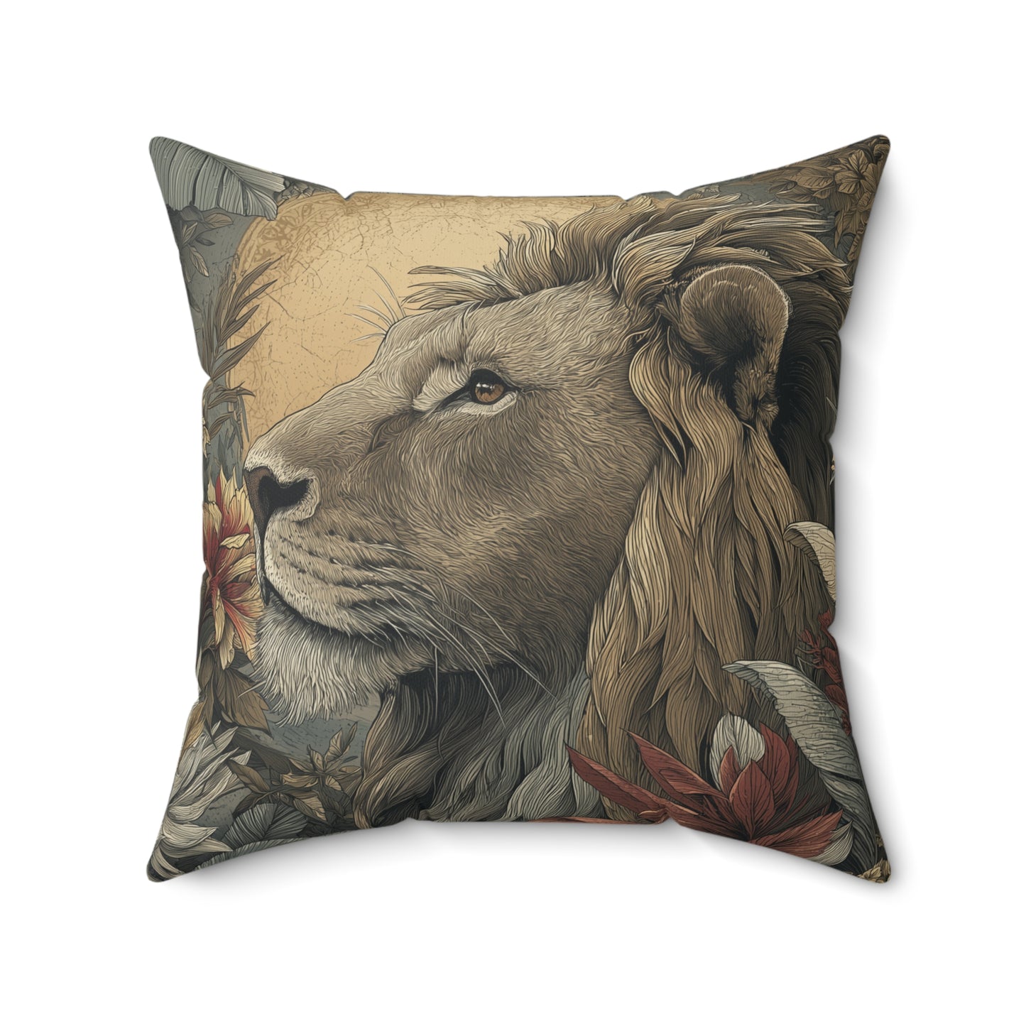 Regal Dawn Lion - Faux Suede Square Pillow