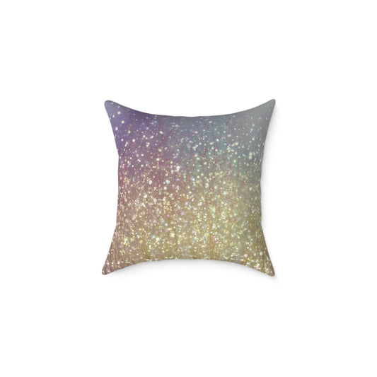 Golden Grassland Mist - Square Poly Canvas Pillow