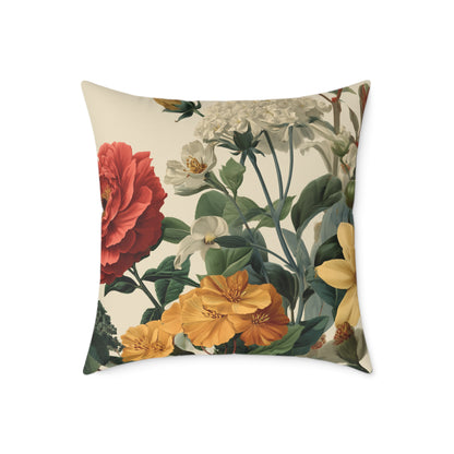 Sunlit Wildflower Bouquet - Square Poly Canvas Pillow