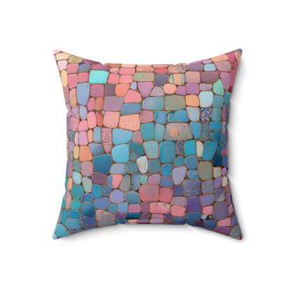 Dusky Jewel Mosaic - Spun Polyester Square Pillow