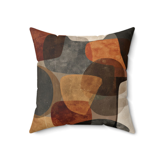 Retro Stone Mosaic - Faux Suede Square Pillow