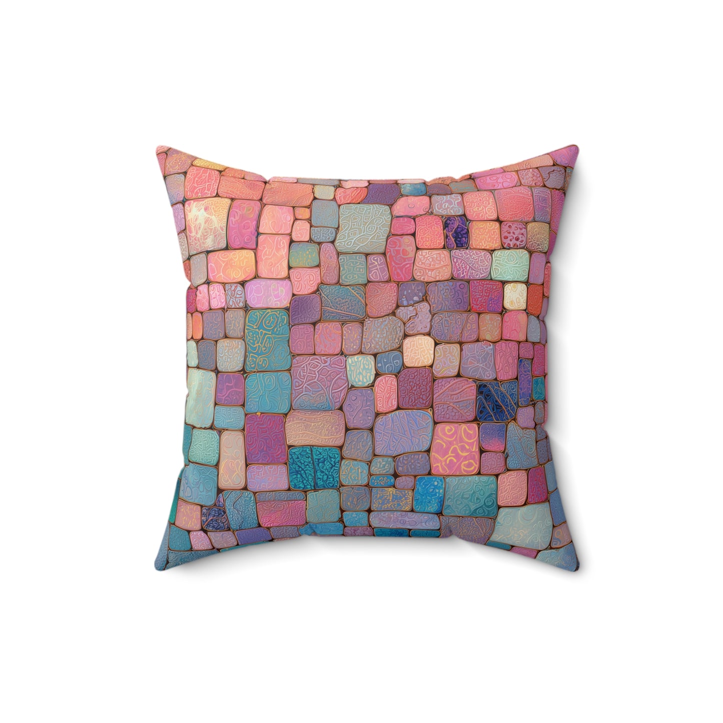Sunset Tile Mosaic - Spun Polyester Square Pillow