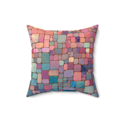 Sunset Tile Mosaic - Spun Polyester Square Pillow