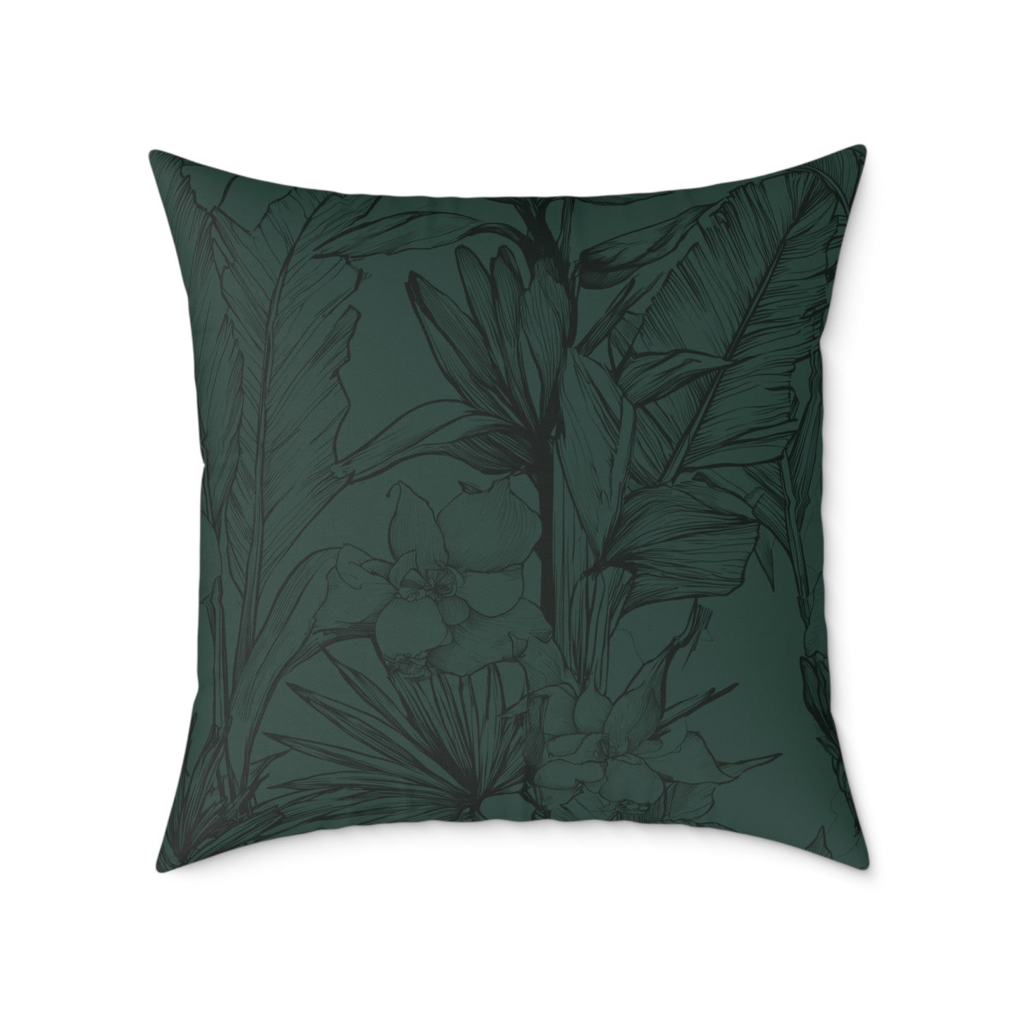 Emerald Night Garden - Square Poly Canvas Pillow