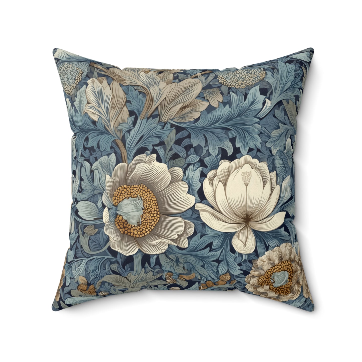 Teal Heritage Floral - Spun Polyester Square Pillow