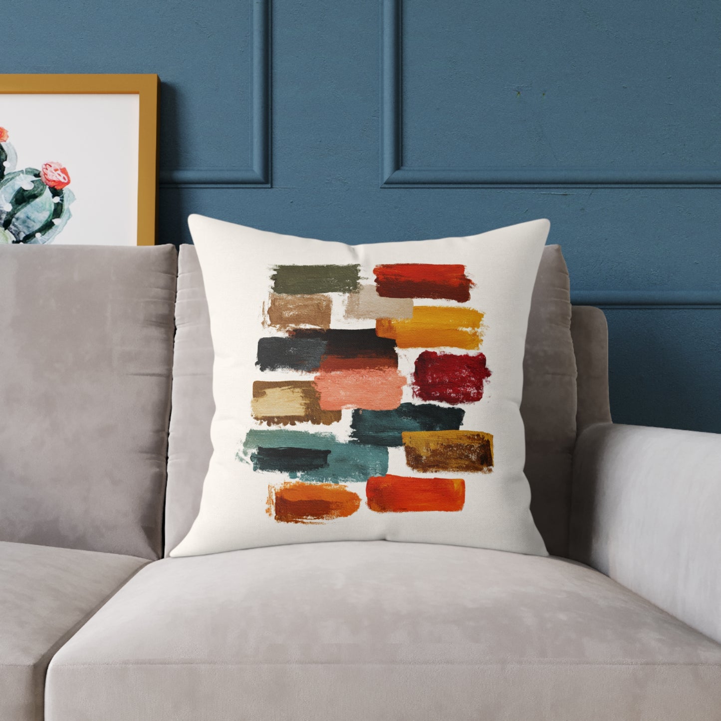 Autumn Brush Strokes - Square Poly Canvas Pillow