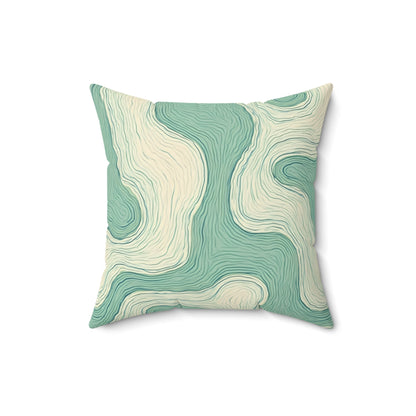 Seafoam Topography - Faux Suede Square Pillow