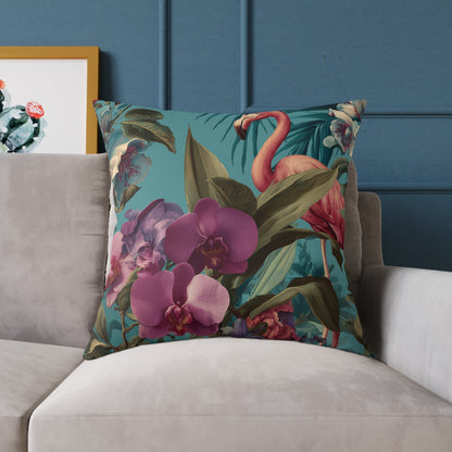 Tropical Blush Bloom - Square Poly Canvas Pillow